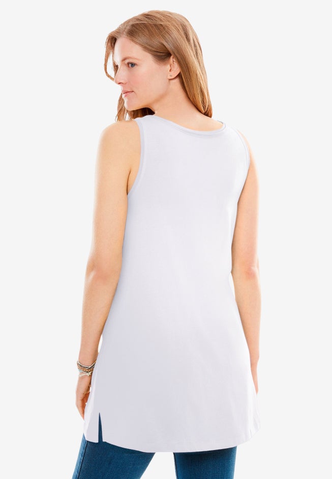 Perfect Sleeveless Shirred U-Neck Tunic image number 1