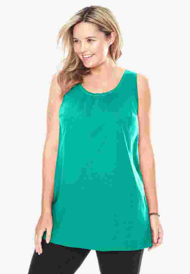 Perfect Sleeveless Shirred U-Neck Tunic image number 0