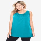 Perfect Sleeveless Shirred U-Neck Tunic image number null