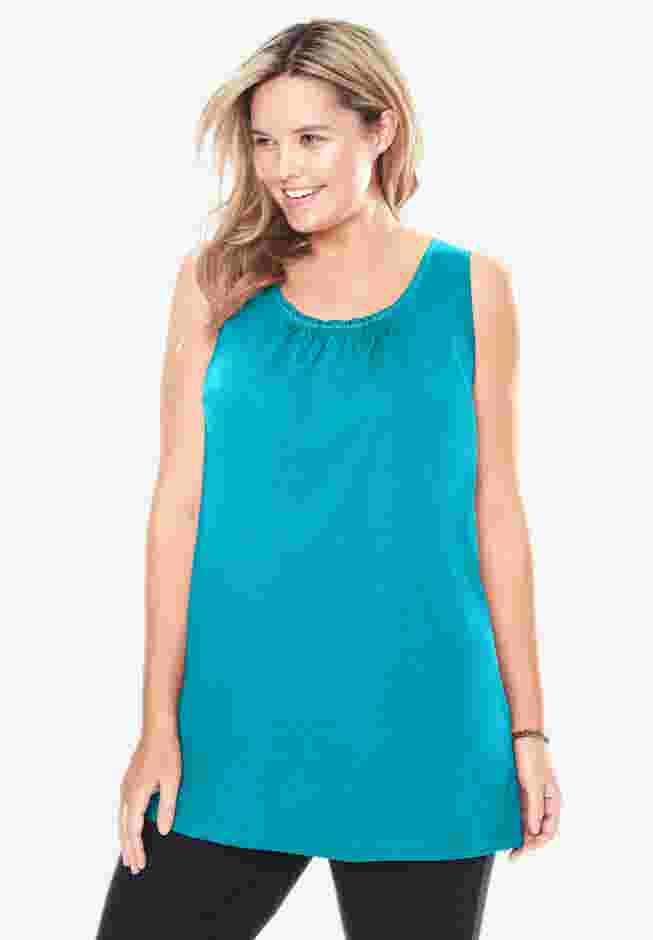 Perfect Sleeveless Shirred U-Neck Tunic image number 0