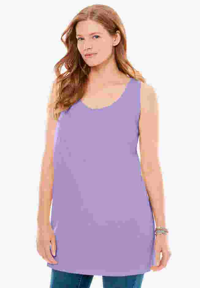 Perfect Sleeveless Shirred U-Neck Tunic image number 0