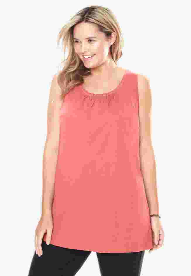 Perfect Sleeveless Shirred U-Neck Tunic image number 0