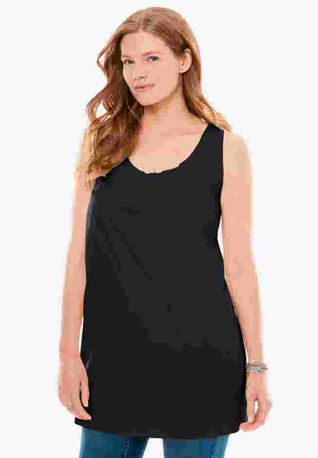 Perfect Sleeveless Shirred U-Neck Tunic image number 0