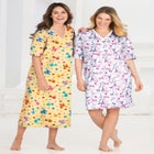 V-Neck Short Sleeve Midi Cotton Sleep Shirt image number null