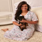 V-Neck Short Sleeve Midi Cotton Sleep Shirt image number null