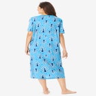 V-Neck Short Sleeve Midi Cotton Sleep Shirt image number null
