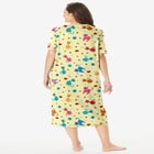 V-Neck Short Sleeve Midi Cotton Sleep Shirt image number null