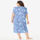 V-Neck Short Sleeve Midi Cotton Sleep Shirt image number 1