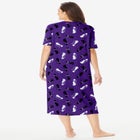 V-Neck Short Sleeve Midi Cotton Sleep Shirt image number null