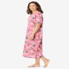 V-Neck Short Sleeve Midi Cotton Sleep Shirt image number null