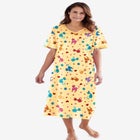 V-Neck Short Sleeve Midi Cotton Sleep Shirt image number null