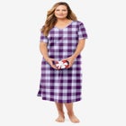 V-Neck Short Sleeve Midi Cotton Sleep Shirt image number 0
