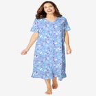 V-Neck Short Sleeve Midi Cotton Sleep Shirt image number 0