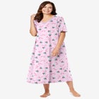 V-Neck Short Sleeve Midi Cotton Sleep Shirt image number null