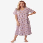 V-Neck Short Sleeve Midi Cotton Sleep Shirt image number null