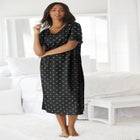 V-Neck Short Sleeve Midi Cotton Sleep Shirt image number null