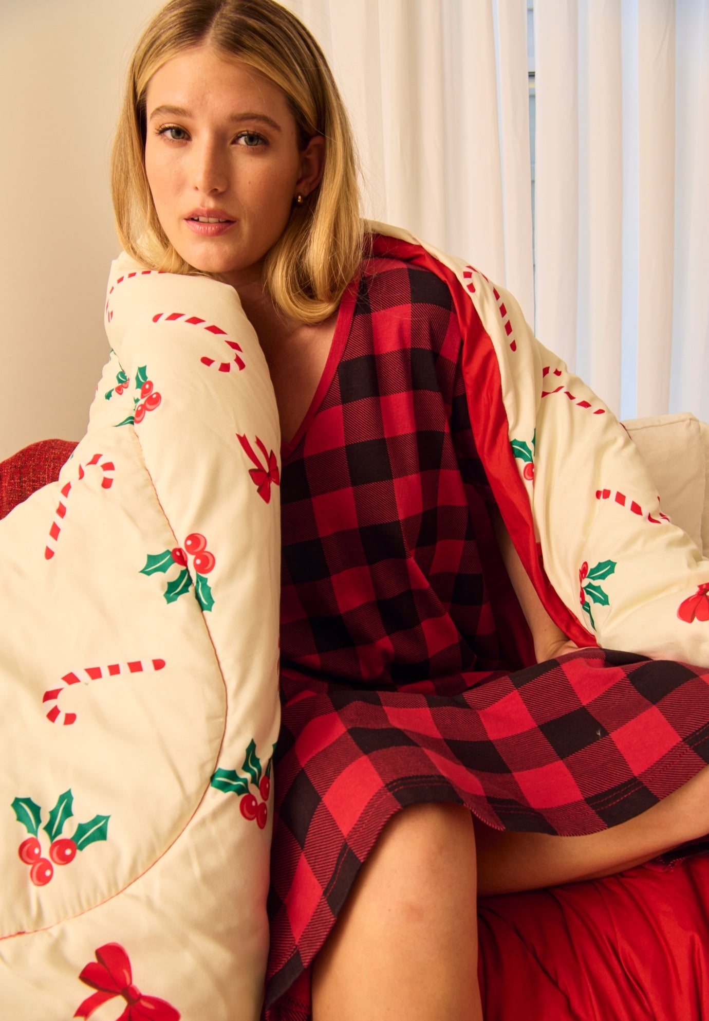 V-Neck Short Sleeve Midi Cotton Sleep Shirt image number 4