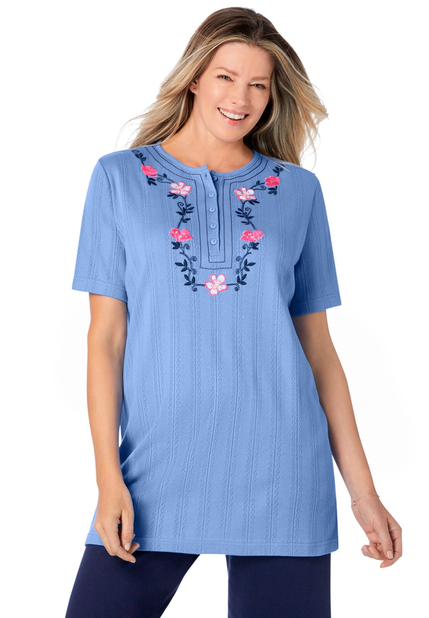 7-Day Embroidered Pointelle Tunic image number 0