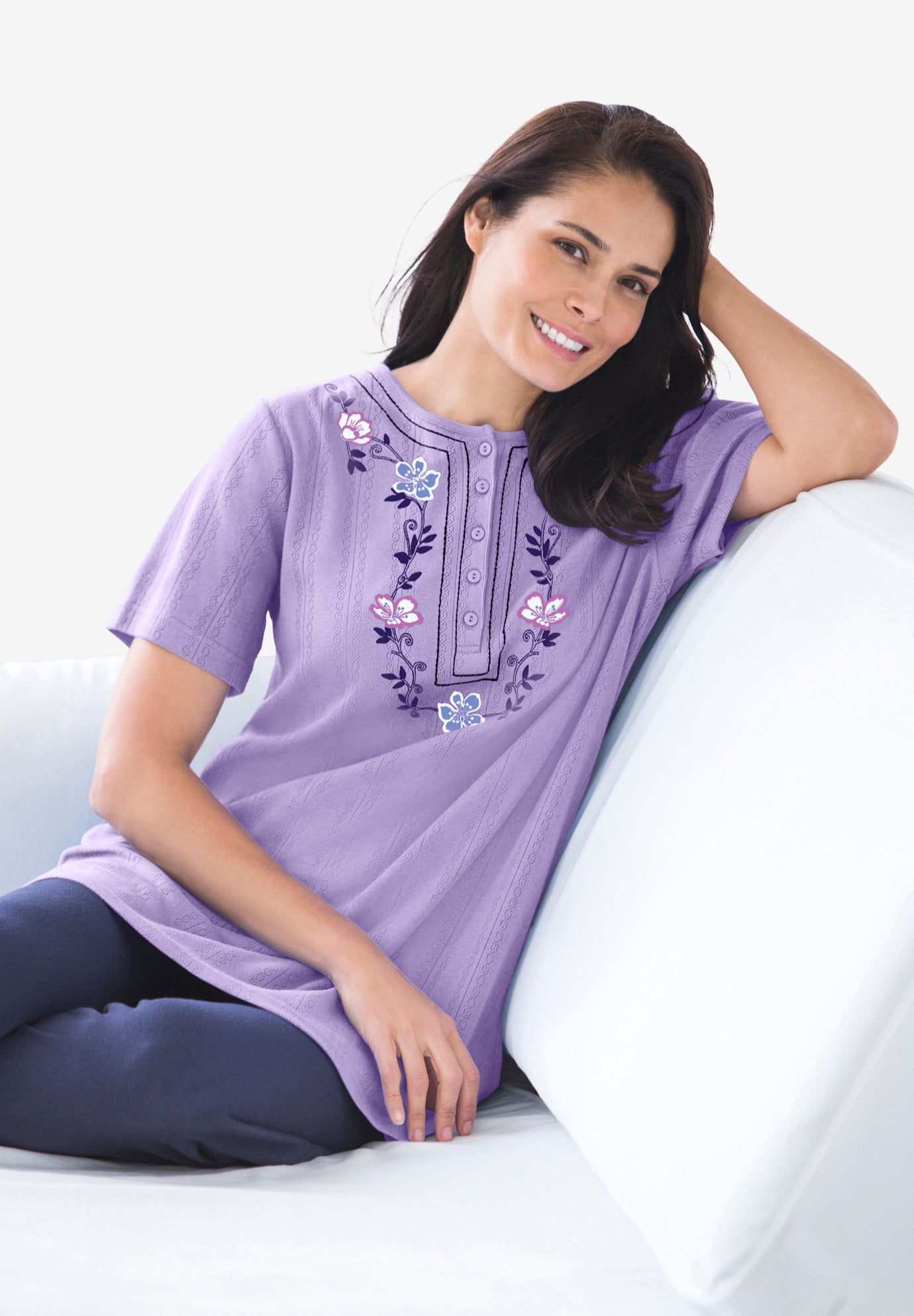 7-Day Embroidered Pointelle Tunic image number 4