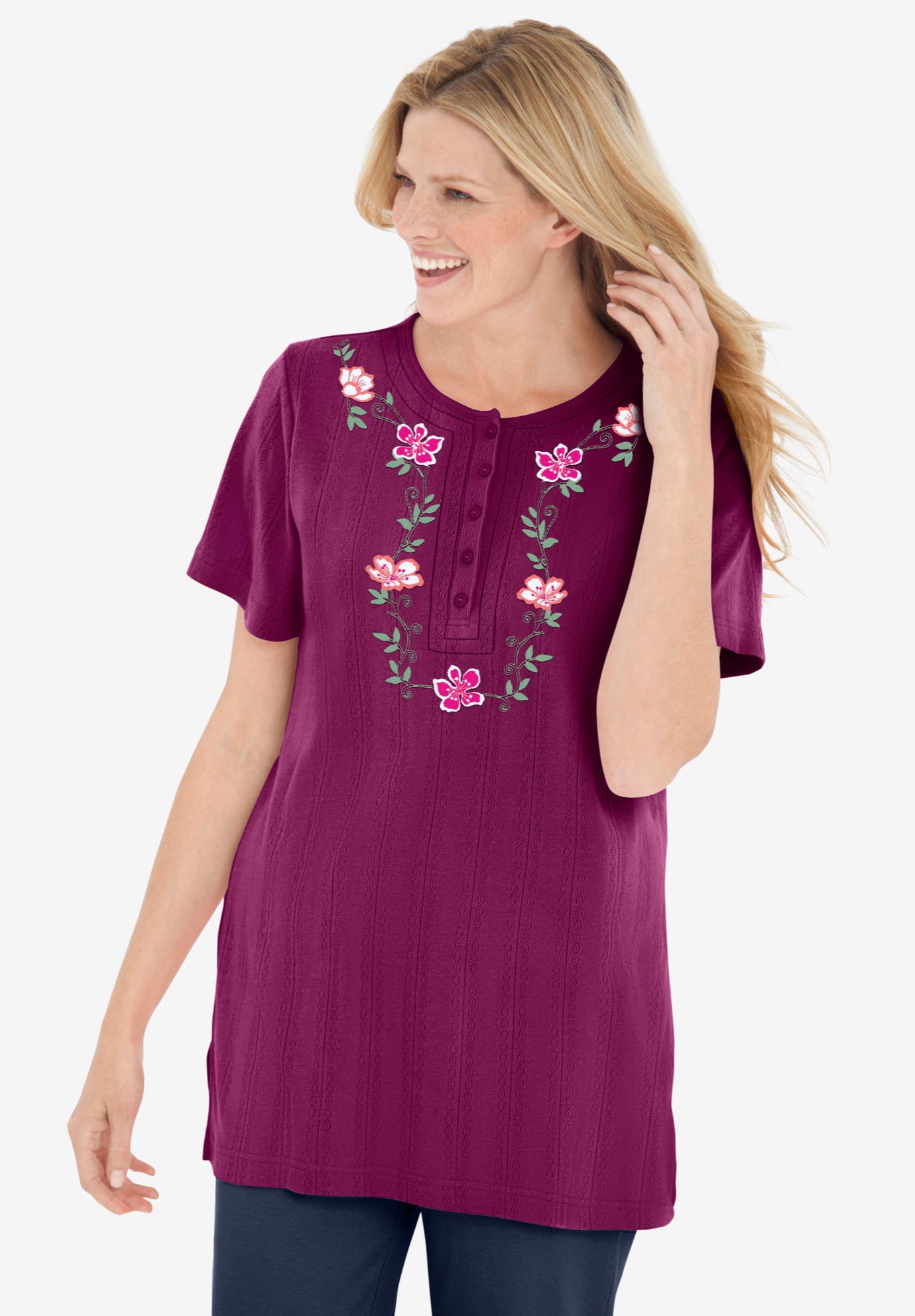 7-Day Embroidered Pointelle Tunic image number 0