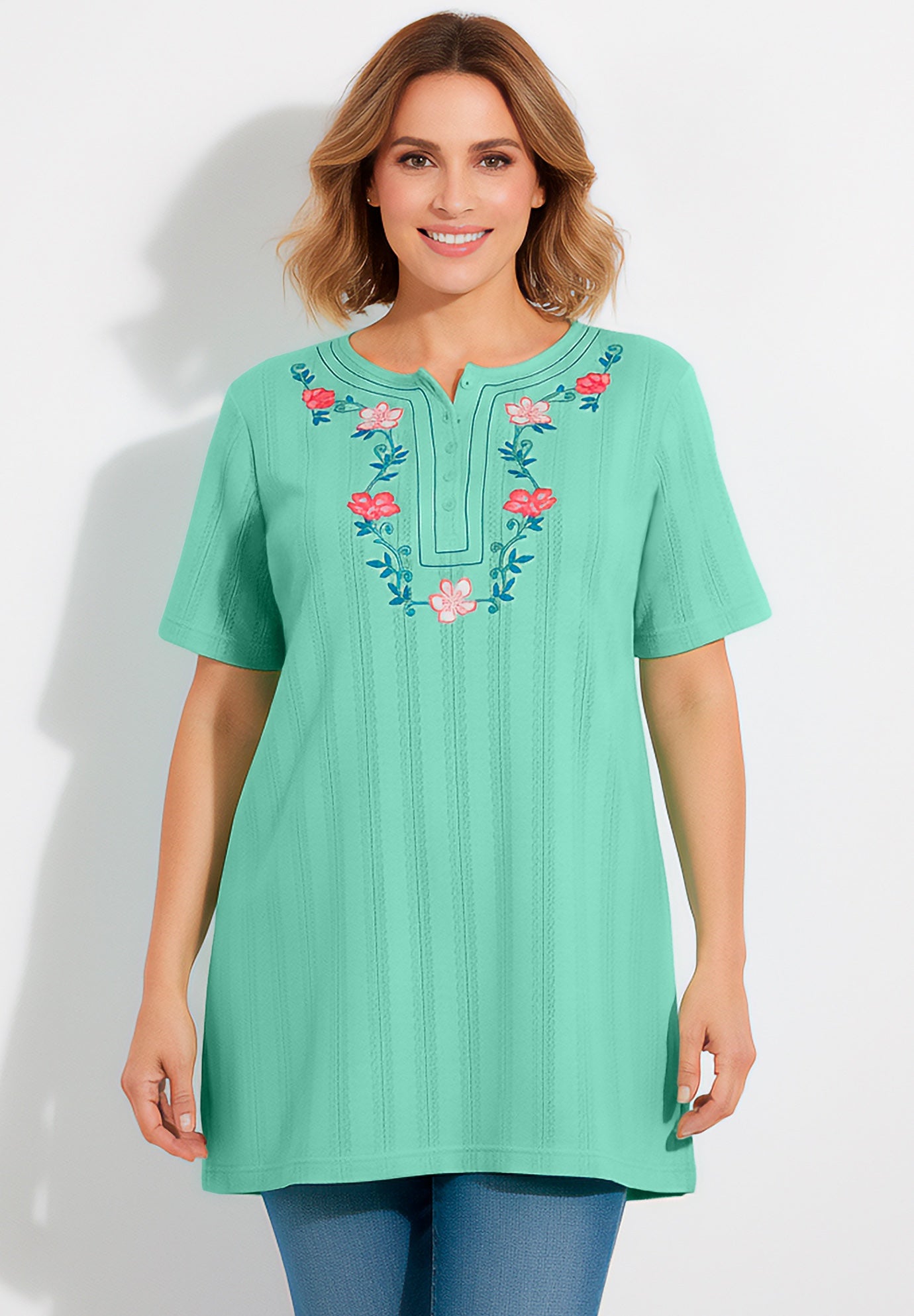 7-Day Embroidered Pointelle Tunic image number 0