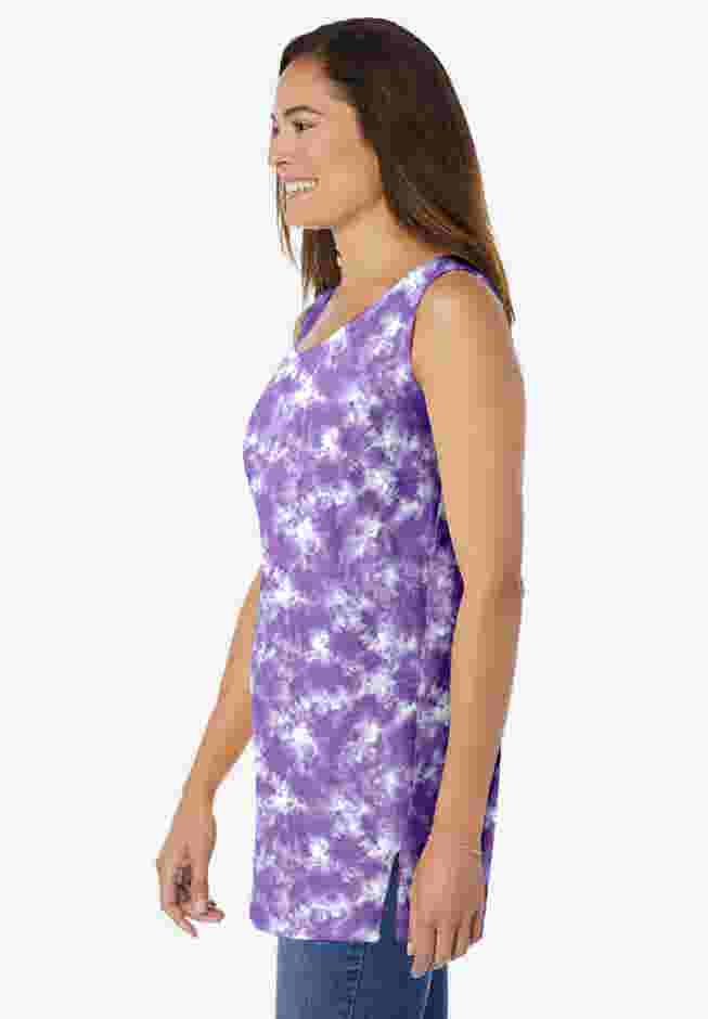 Perfect Printed Sleeveless Shirred V-Neck Tunic image number 2