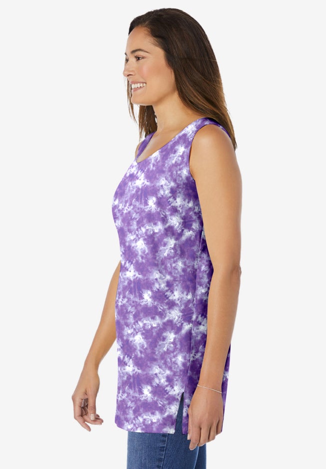Perfect Printed Sleeveless Shirred V-Neck Tunic image number 2