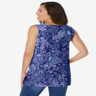 Perfect Printed Sleeveless Shirred V-Neck Tunic image number null