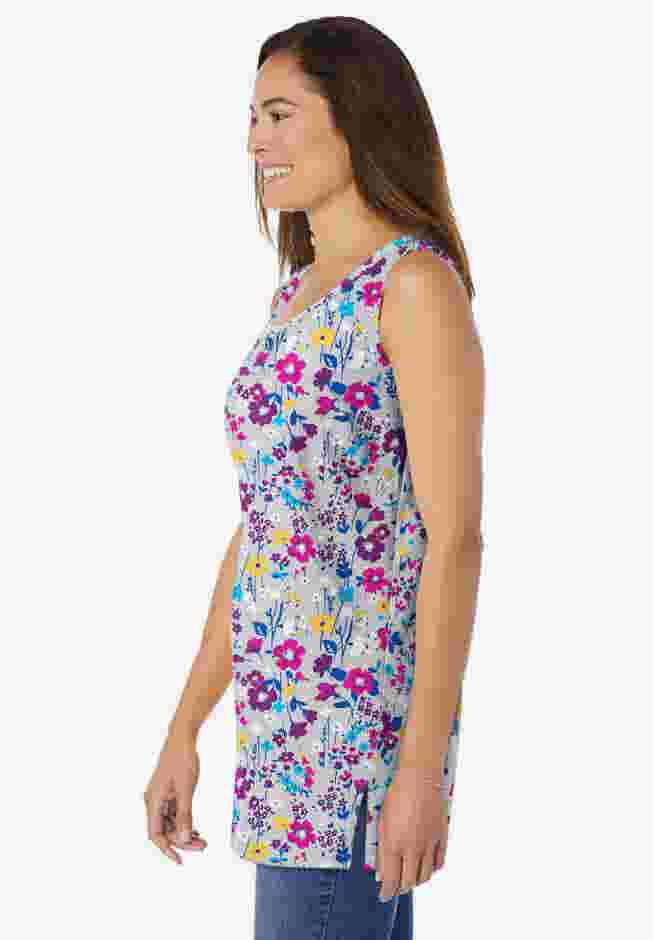 Perfect Printed Sleeveless Shirred V-Neck Tunic image number 2