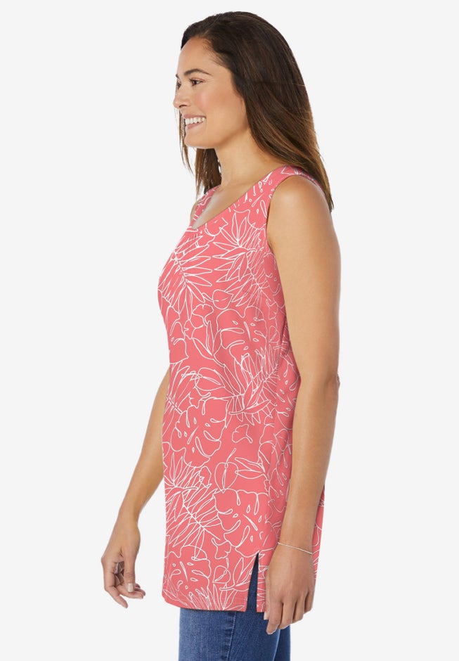 Perfect Printed Sleeveless Shirred V-Neck Tunic image number 2