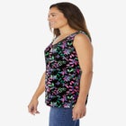 Perfect Printed Sleeveless Shirred V-Neck Tunic image number null