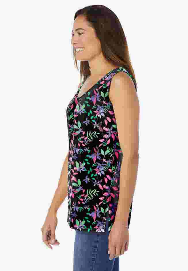 Perfect Printed Sleeveless Shirred V-Neck Tunic image number 2