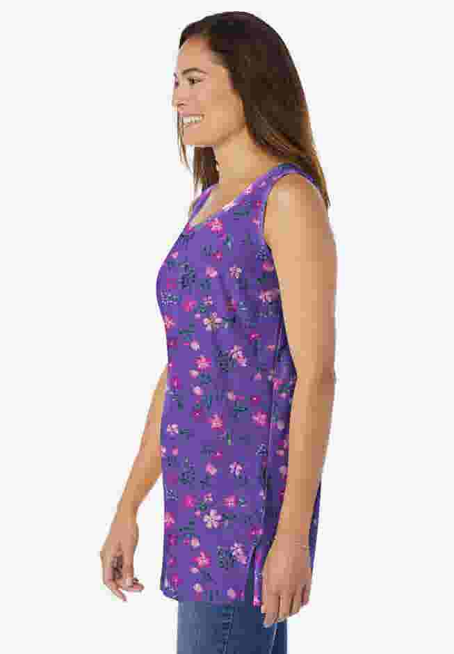 Perfect Printed Sleeveless Shirred V-Neck Tunic image number 2