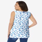 Perfect Printed Sleeveless Shirred V-Neck Tunic image number null