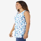 Perfect Printed Sleeveless Shirred V-Neck Tunic image number null
