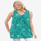 Perfect Printed Sleeveless Shirred V-Neck Tunic image number null