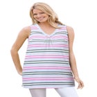 Perfect Printed Sleeveless Shirred V-Neck Tunic image number null