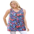 Perfect Printed Sleeveless Shirred V-Neck Tunic image number null