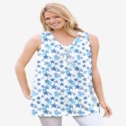 Perfect Printed Sleeveless Shirred V-Neck Tunic image number null