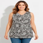 Perfect Printed Sleeveless Shirred V-Neck Tunic image number null