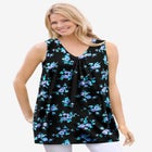 Perfect Printed Sleeveless Shirred V-Neck Tunic image number null