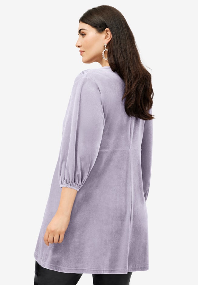 Velour V-Neck Empire Tunic image number 1