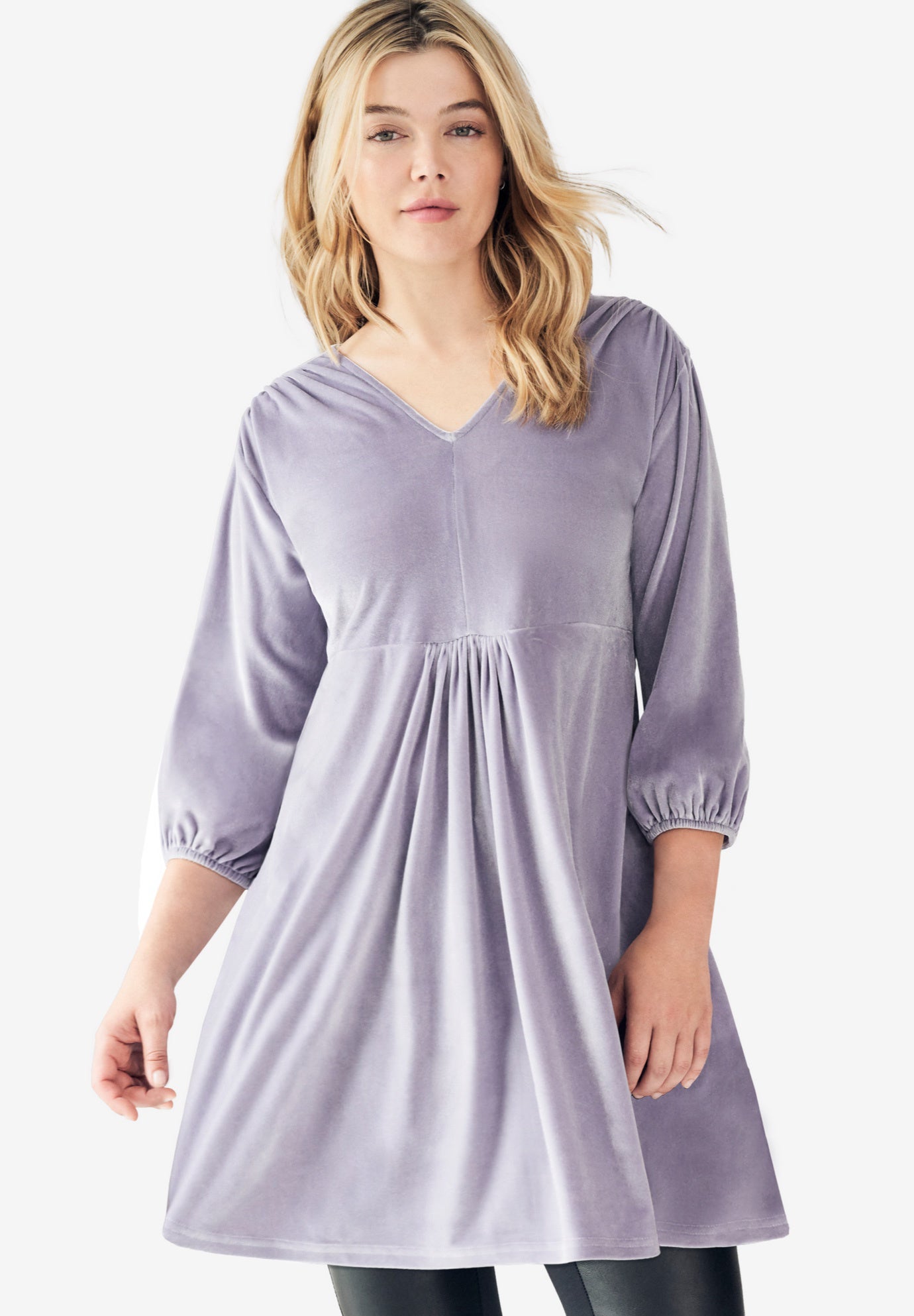 Velour V-Neck Empire Tunic image number 0
