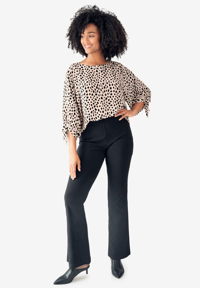 Stretch Bootcut Pants With Side Zip image number null