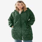 Long Quilted Jacket With Drawstring Waist image number null
