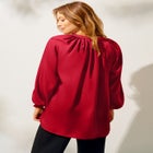 Satin V-Neck Tunic With Blouson Sleeves image number null