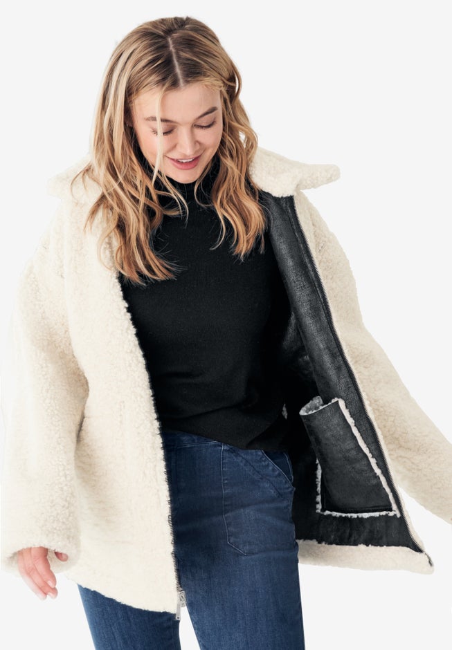 Reversible Faux Suede Sherpa Jacket image number 3