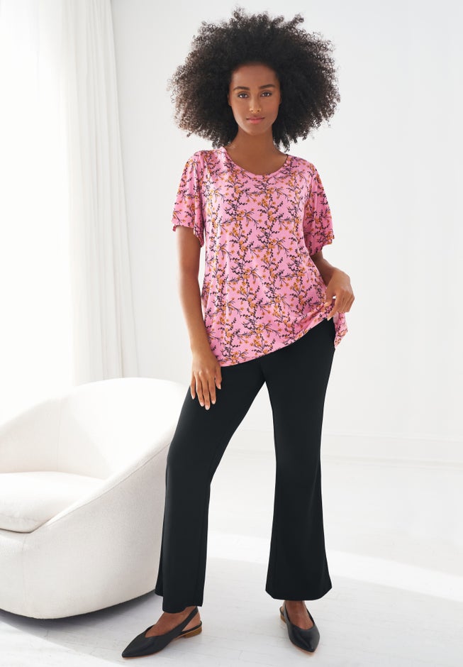 Knit Bootcut Pants With Pockets image number 3