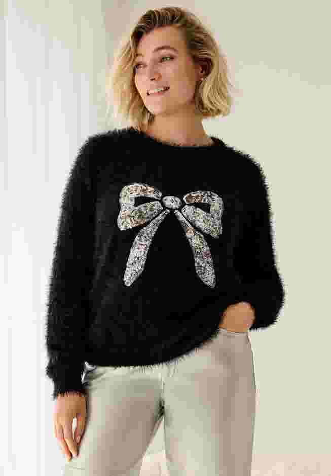 Embellished Eyelash Pullover Sweater image number 0
