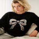 Embellished Eyelash Pullover Sweater image number 0